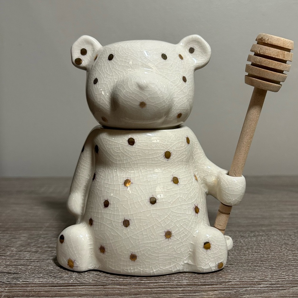 Anthropologie Honey Dottie Pot Ceramic Bear Jar
